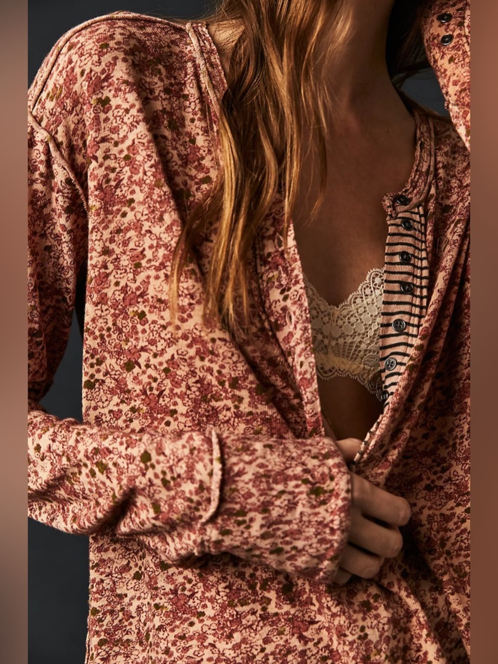 NWOT- We The Free Girl Meets Boy Henley Long Sleeve Top